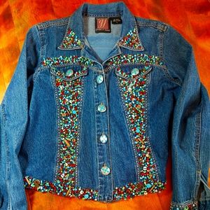 COPY - Vintage Signature Gordon & James Jeweled~Beaded Large Denim Jacket